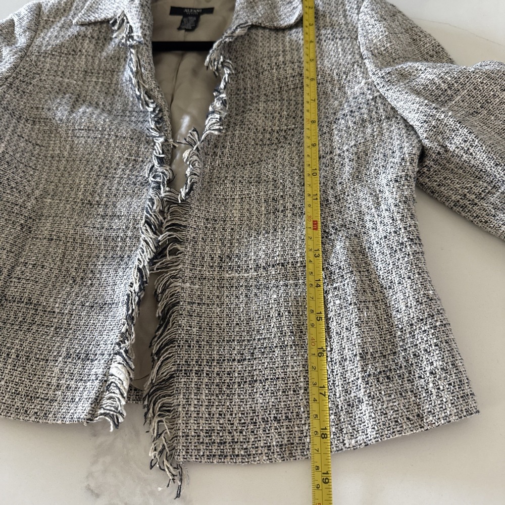 Alfani Black & White Tweed Wool‎ Blend Structured Blazer Jacket size 10P - Picture 8 of 8